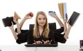 Busy woman at her desk