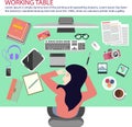 Busy woman taking a nap working table