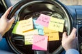 Busy work do post notes list chaotic concept Royalty Free Stock Photo