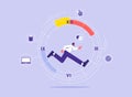 Busy worker makes schedule concept