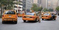 Busy yellow taxis in traffic, New York City Royalty Free Stock Photo