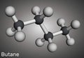 Butane C4H10 alkane molecule. Molecular model. 3D rendering