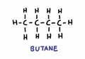 Butane formula illustration Royalty Free Stock Photo
