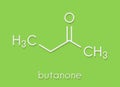 Butanone methyl ethyl ketone, MEK industrial solvent, chemical structure. Skeletal formula.