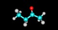 Butanone molecular structure isolated on black