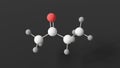 butanone molecule, molecular structure, methyl ethyl ketone, ball and stick 3d model, structural chemical formula with colored