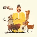 Butcher with Animals for Eid-Al-Adha Celebration.