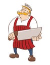 Butcher with big knife Royalty Free Stock Photo