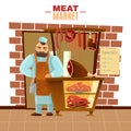 Butcher Cartoon Illustration Royalty Free Stock Photo