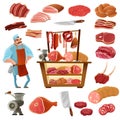 Butcher Cartoon Set Royalty Free Stock Photo