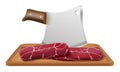 butcher chef knife for cutting meat vector illustration