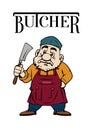 Butcher Comic Character with a cleaver smiling, vector art design