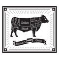 butcher cow cuts diagram. Vector illustration decorative design