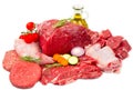 Butcher cut meat assortment garnished Royalty Free Stock Photo