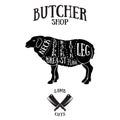 Butcher cuts scheme of lamb or mutton