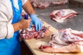 Butcher cutting fresh meat Royalty Free Stock Photo