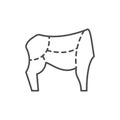 Butcher cutting scheme line outline icon