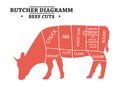 Butcher diagram cow Royalty Free Stock Photo