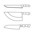 Butcher and Kitchen Knife Set 2 Outline Icon Illustration on White Background Royalty Free Stock Photo