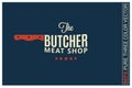 Butcher meat shop logo on blue background