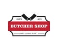 butcher meat shop product logo with crossed cleaver silhouette