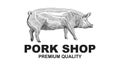 Butcher Pork Shop Design Element in Vintage Style for Logotype, Label, Badge design. Pig retro vector illustration.