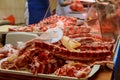 Butcher Preparing Meat In Shop Royalty Free Stock Photo