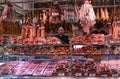 Butcher Shop in Boqueria Market, Barcelona Spain Royalty Free Stock Photo