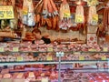 Butcher Shop in Boqueria Market, Barcelona Spain Royalty Free Stock Photo