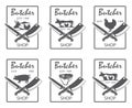 Butcher shop emblems set