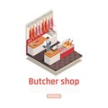 Butcher Shop Isometric Composition