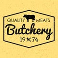 Vintage butcher shop label/badge with cow/beef. Butchery meats