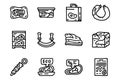 Butcher shop line vector doodle simple icon set Royalty Free Stock Photo