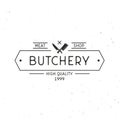 Butchery - vintage logo concept. Butcher shop logo. Vintage frame and Meat knives. Meat shop logo template. Grunge texture. Vector