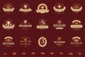 Butcher shop logos set vector illustration good for farm or restaurant badges with animals and meat silhouettes