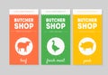 Butcher Shop Packaging Labels Set, Beef, Fresh Meat, Pork Vector Illustration Royalty Free Stock Photo