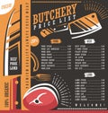 Butcher shop price list design