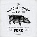 Butcher Shop vintage emblem pork meat products, butchery Logo template retro style. Vintage Design for Logotype, Label, Badge and