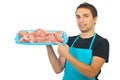 Butcher showing fresh meat Royalty Free Stock Photo