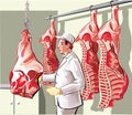 Butcher in a slaughterhouse