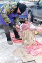 Butcher at Work in Ufa Russia