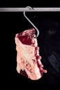 Butchered beef ribs cote de boeuf on hook Royalty Free Stock Photo