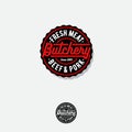 Butchery logo. Butchery premium emblem. Lettering in a circle badge.