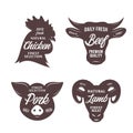 Butchery logo templates. Farm animal icons