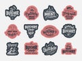 Butchery, Meat shop, fresh meat, emblems, stamps. Set of retro hand draw badges, labels and logo elements, symbols Royalty Free Stock Photo