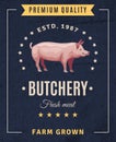 Butchery Pig Vintage Advertising Poster