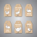 Butchery shop price tags and labels.