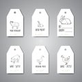 Butchery tags and labels. Hand drawn farm animals planner. Farming illustration. Vector farm elements. Hand sketched