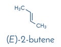 2-butene trans, E-form molecule. Common petrochemical. Skeletal formula.