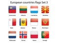 ButEuropean countries flags set 3 Royalty Free Stock Photo